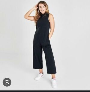 Nike Sportwear Black Jersey Sleeveless Cropped Wide Leg Jumpsuit Size Small NWT